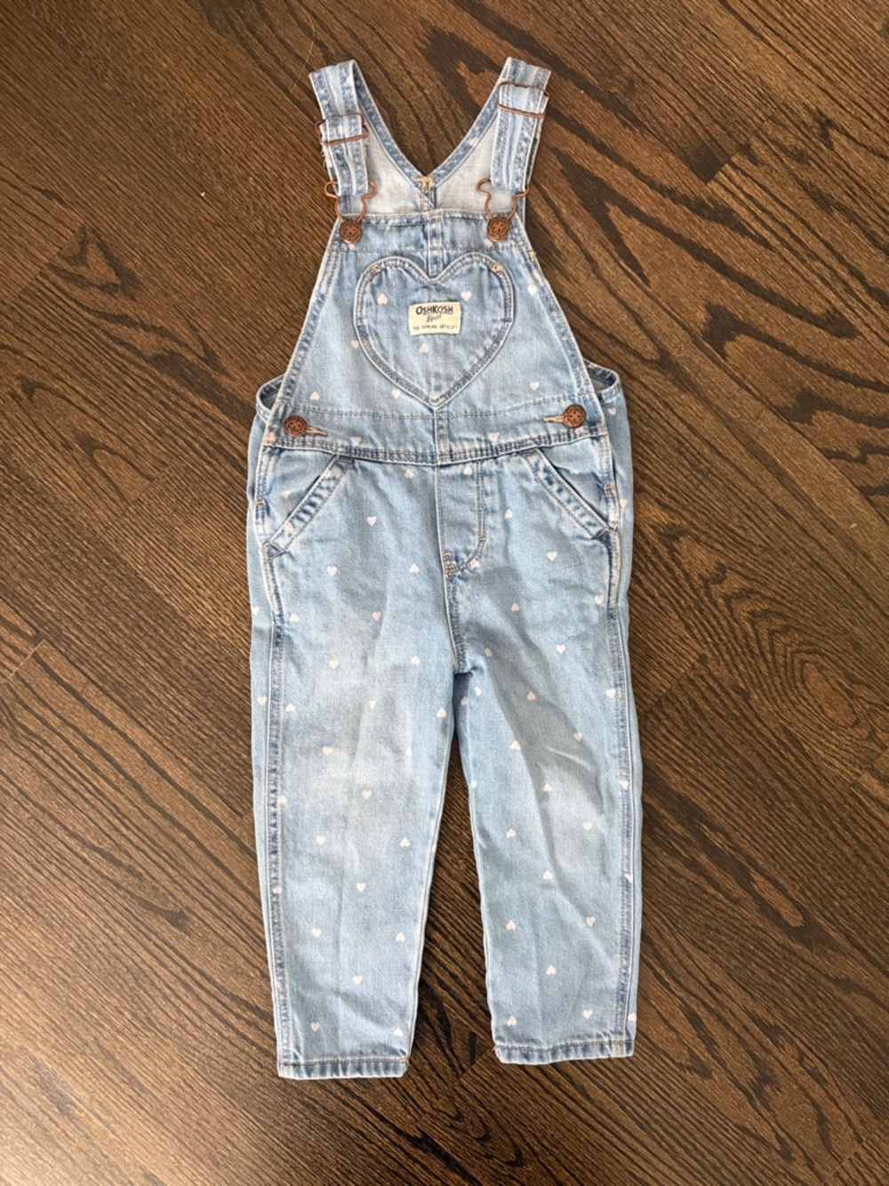 OshKosh B'gosh Light Blue Denim Heart Patch Overalls
